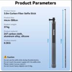 Telesin 3.0M Super long Carbon Fiber Selfie - Image 4