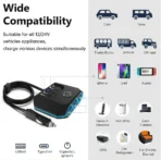 TR52 Car Charger 3 USB 120W 22.5W Super Fast Charge Digital Display Cigarette Lighter QC3.0 PD 30W 3 Sockets Car Charger - Image 8